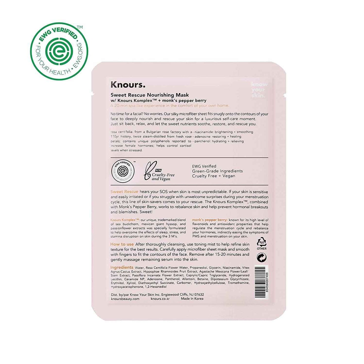 Knours. Nourishing & Hydrating Mask, Rose Water Toning Rejuvenating Facial Nourishing Clean Beauty (10 Count)
