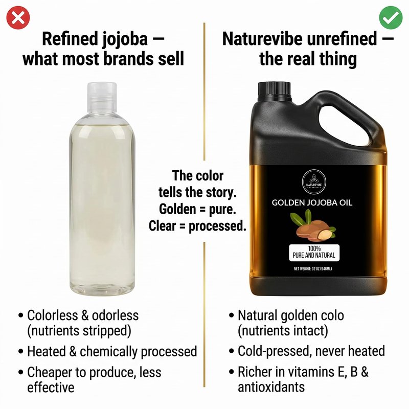 Naturevibe Botanicals Golden Jojoba Oil 32 oz – 100% Pure, Cold-Pressed Moisturizer for Skin & Hair | Antioxidant-Rich, Non-Greasy, Carrier Oil & Daily Hydration