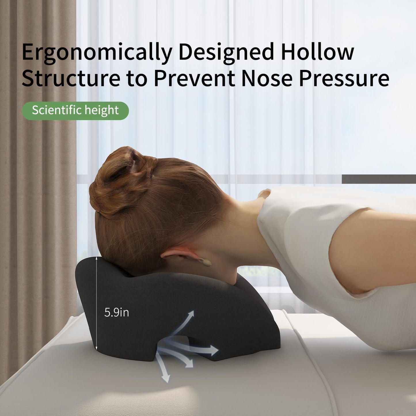 UTJZIB Massage Pillow Face Down - Headrest Face Pillow for Bed, After Post-Eye & BBL Surgery Recovery, Beach Tanning, Stomach Sleeping, Face Cradle Prone Sleepers.
