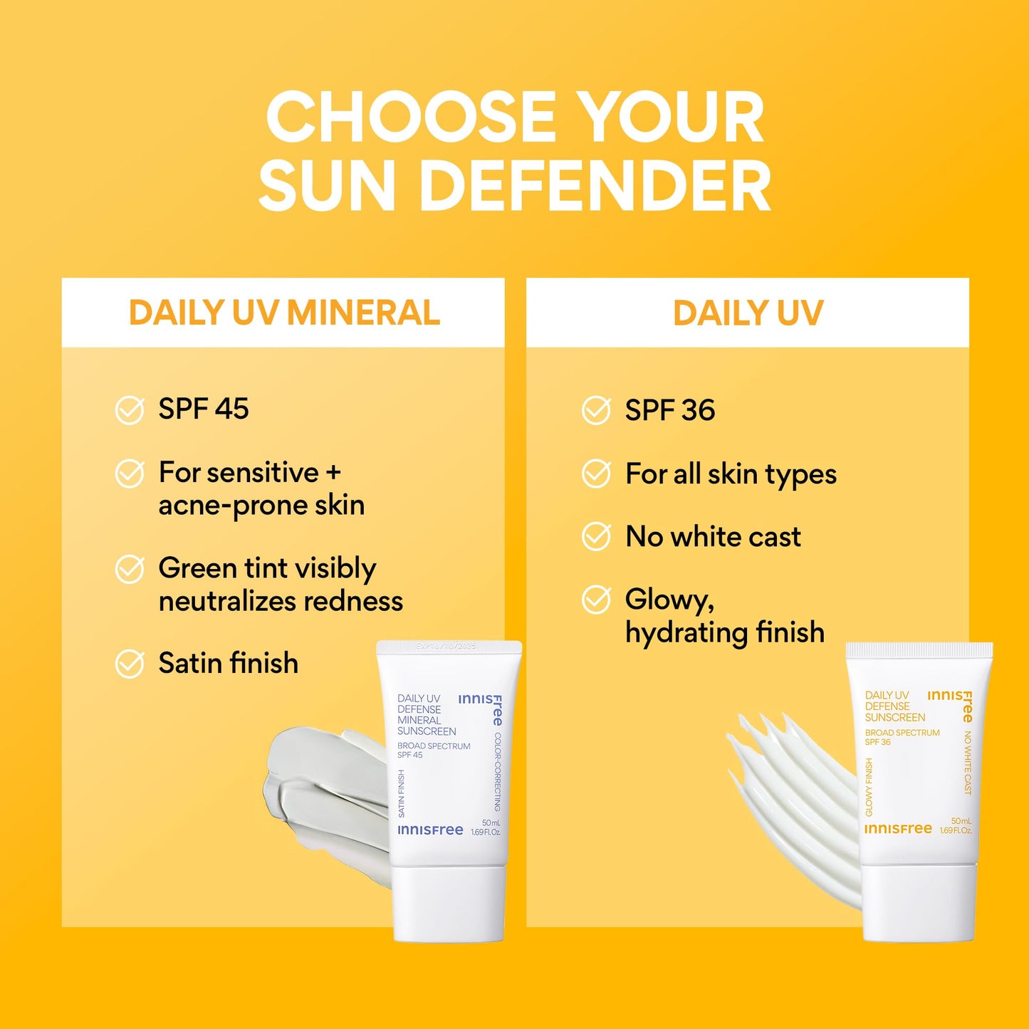 Innisfree Daily UV Defense SPF 36 2 Pack | Korean Face Sunscreen | Broad Spectrum Protection, Invisible Finish, No White Cast, Lightweight, Gentle and Hydrating