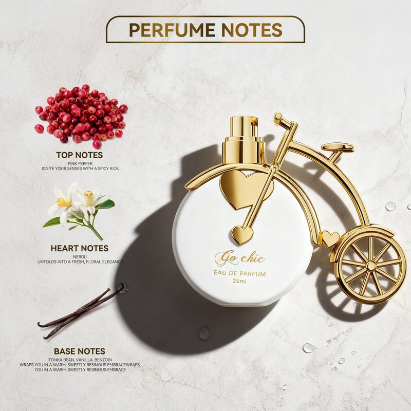Bicycle Design Natural White Perfume Eau de Parfum Spray for Women, Fruity, Floral & Woody Fragrance Notes, 0.85 fl.oz | 25 ml