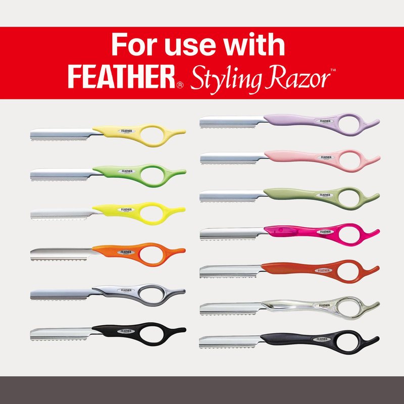 Feather Styling Razor Standard Blades - Professional Hair Cutting Blades for Styling, Shaping, Feathering & Thinning - Stainless Steel Single Edge Guarded Blade - Made in Japan - Refill Pack - 30 Ct