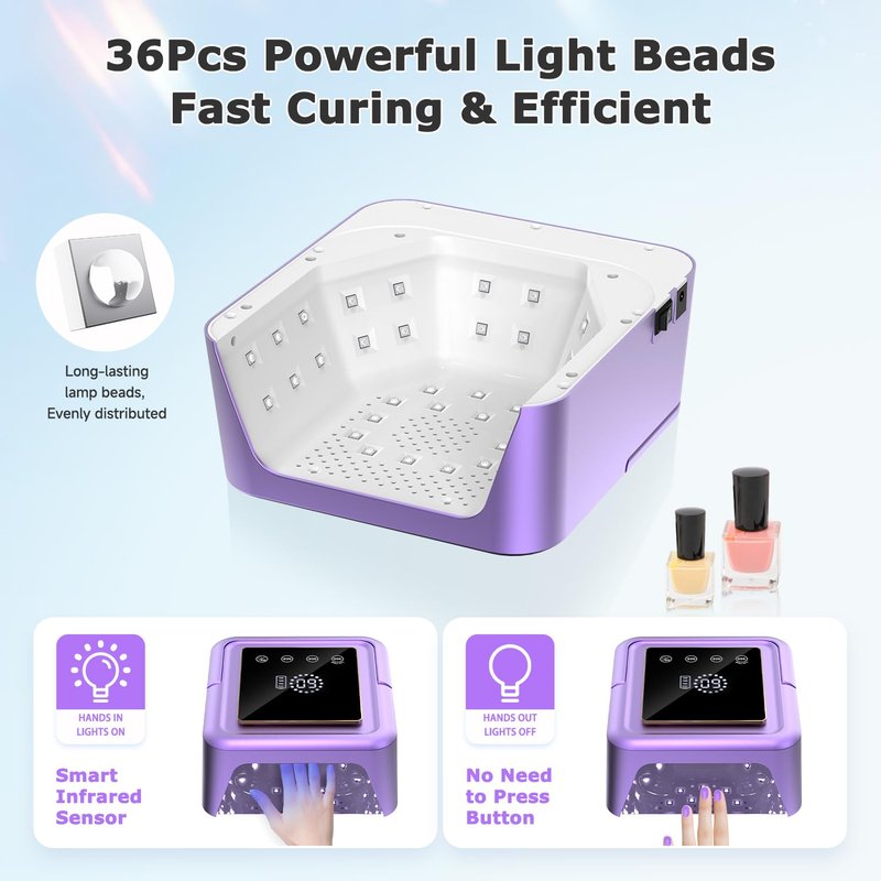 Meremit 108W UV Gel Nail Lamp, Rechargeable UV Nail Light with Auto Sensor for Gel Polish, Portable Nail Dryer Built-in 4 Timer Mode and Touch Display for Home & Salon Use