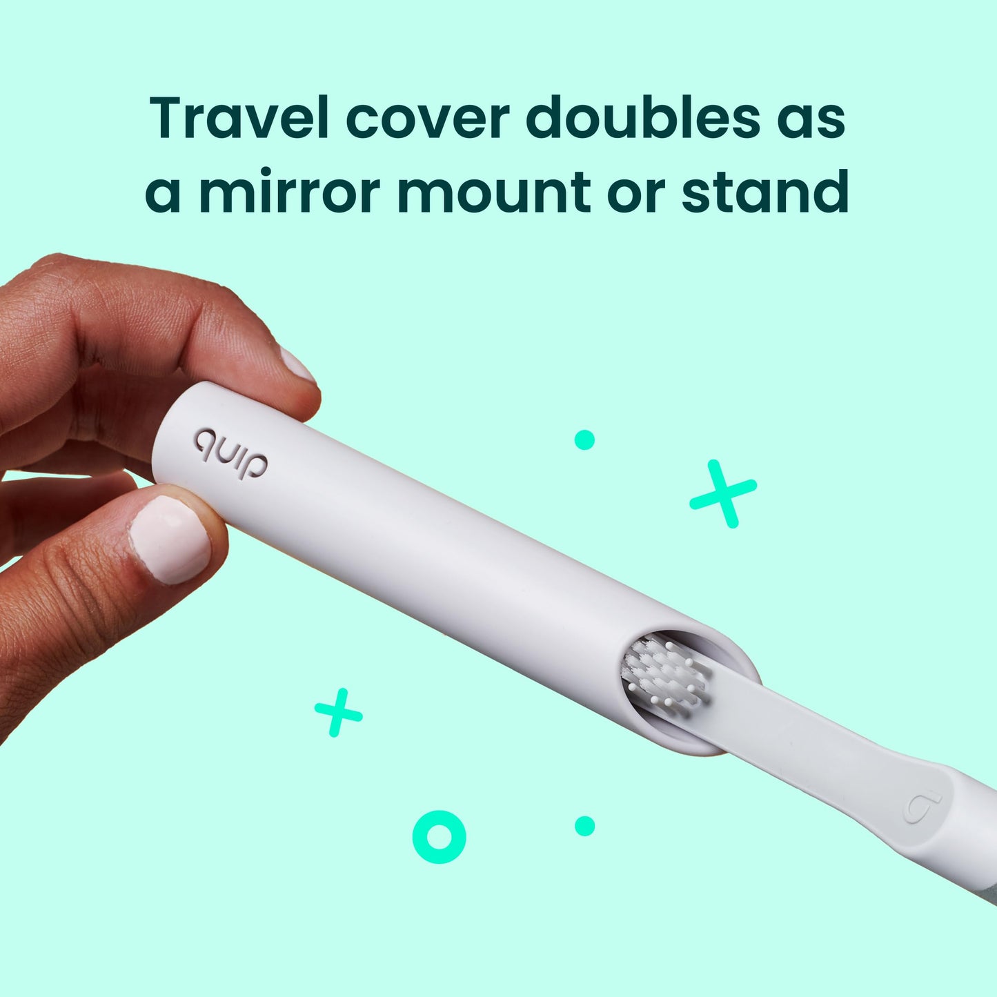 Quip Sonic Electric Toothbrush for Adults with Timer - Includes Travel Case & Replacement Brush Head - 3 Month Battery Life, Plastic Handle - Sage