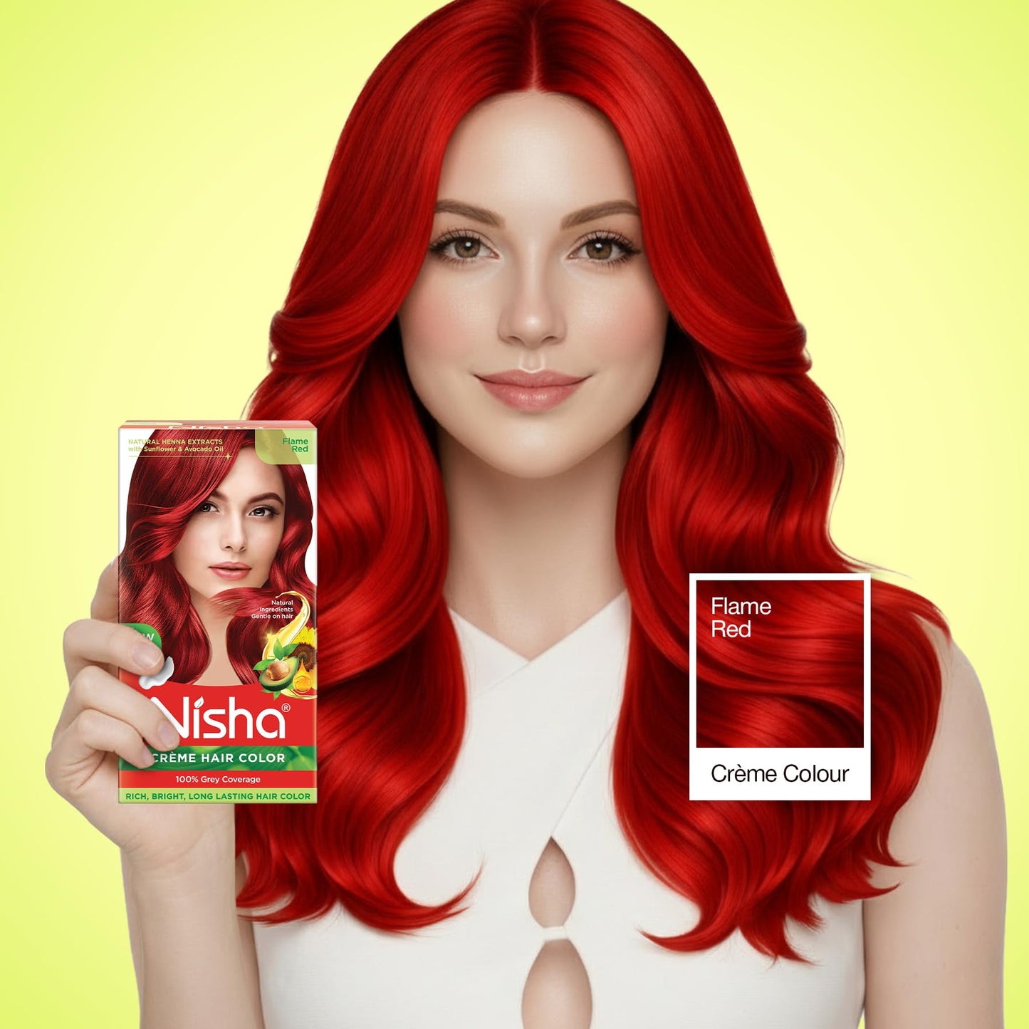 Nisha Creme Hair Color Flame Red Hair Dye Permanent Red Hair Colour 5.07 fl oz, Pack of 1