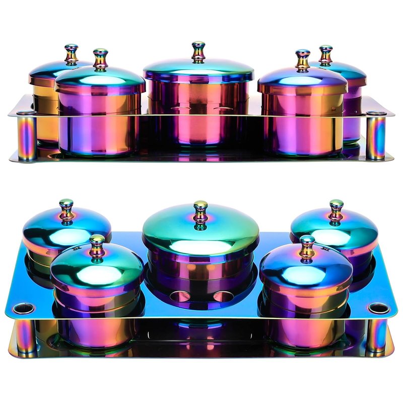 Acrylic Liquid Container Set - 5 PCS Stainless Steel Dappen Dishes for Nail Art | Durable & Versatile