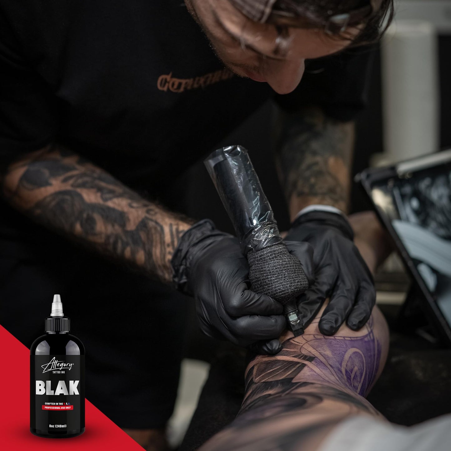 Allegory Tattoo Ink – Blak, Premium Black Tattoo Ink, Perfect for Lining and Shading, Smooth, Consistent Pigment, Vegan Friendly Tattoo Color, Organic Ink, Crafted in the USA, 8 oz