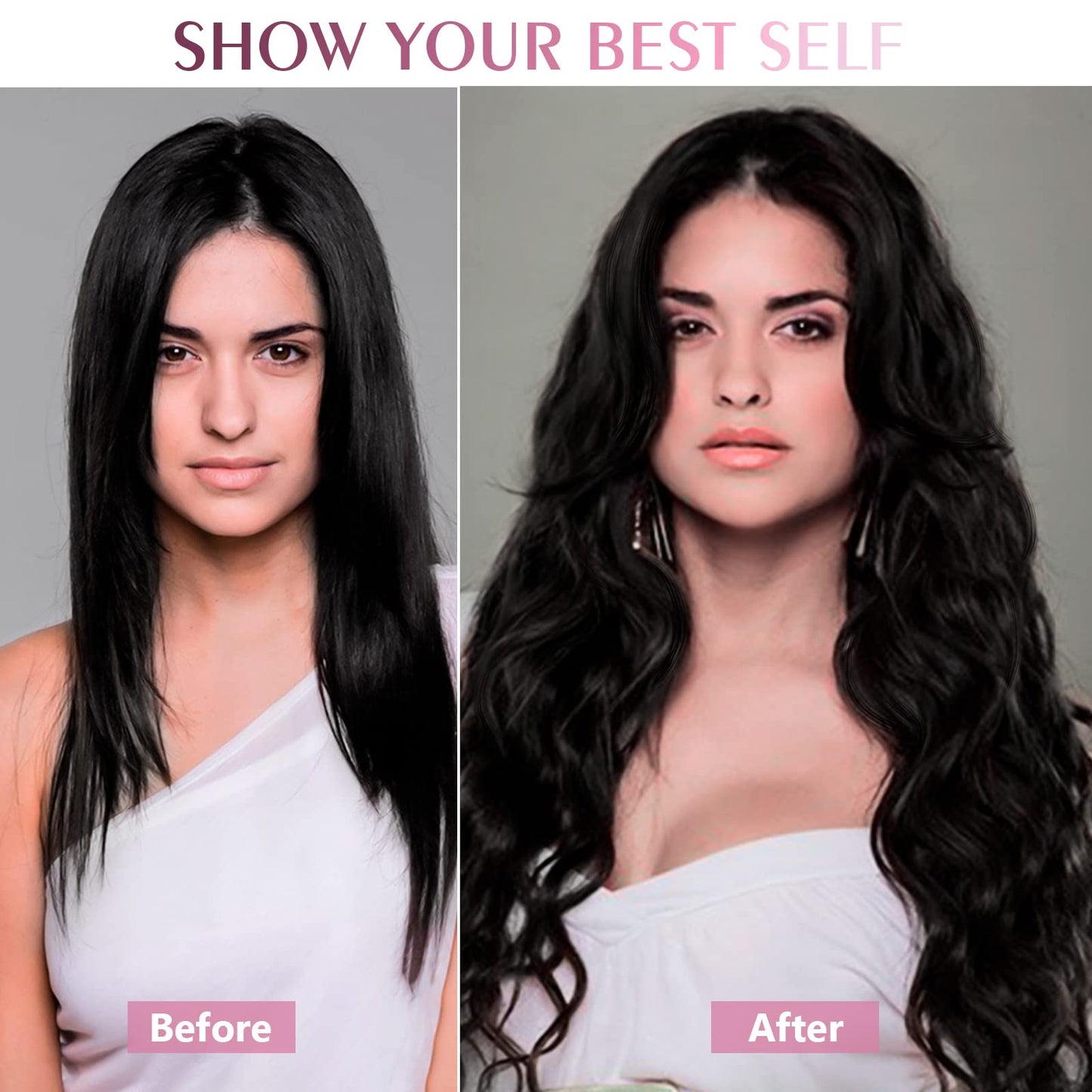 Fimislosion Real Hair Extensions Clip in Human Hair, Seamless Clip in Hair Extensions Real Human Hair, 14 Inch Clip ins extensions for women, Natural Black 120G 7Pcs