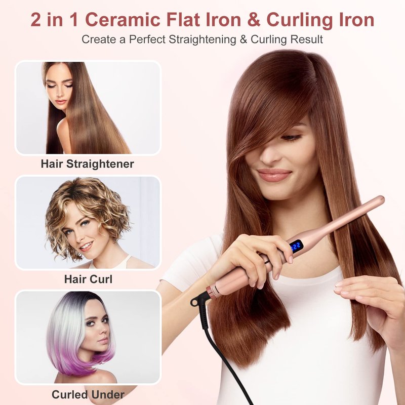 3/10 Inch Pencil Flat Iron, Small Flat Irons for Short Hair, Beard and Pixie Cut, Mini Hair Straightener Small Ceramic with Adjustable Temperature, Include Glove