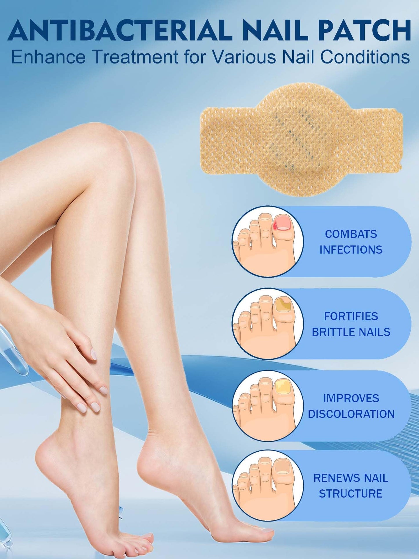 Nail Patches Toenail Treatment Extra Strength 8-Hour Overnight Nail Fast Acting Repair Effortless Hydrogel Nail Care and Repair for Damaged Nails Overnight Renewal for Men and Women (48 Count)