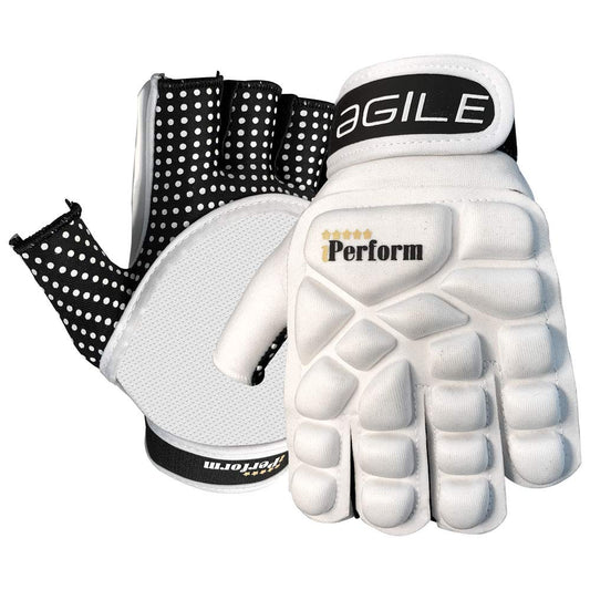 IPERFORM Men's Field Hockey Gloves Agile White Style Half Finger Left Handed (Small, Agile - Half Finger)