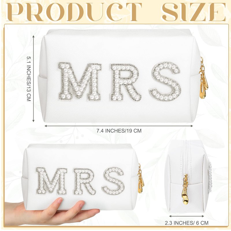 Xtinmee Personalized Initial Wedding Bride Slipper Mrs Pearl Letter Makeup Bag Bachelorette Party Bridal Shower Wedding Gifts(M)