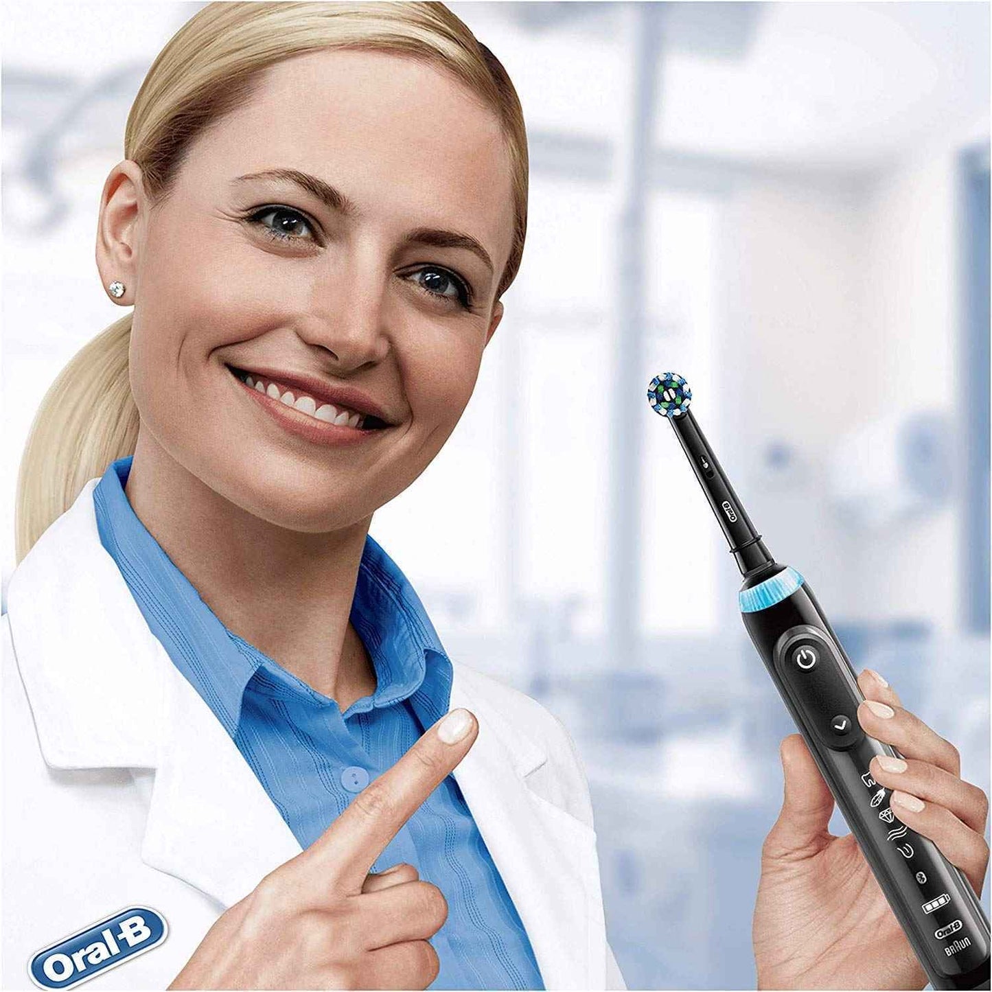 Oral-B Genuine CrossAction Replacement Black Toothbrush Heads, Refills for Electric Toothbrush, Angled Bristles for up to 100 Percent More Plaque Removal, Pack of 4
