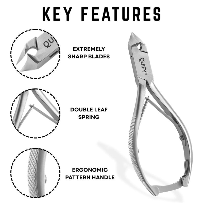 Quify Professional Toenail Cutter - Heavy Duty Stainless Steel Clippers for Thick & Ingrown Nails - Ergonomic, Sharp, and Durable Nail Trimmer for Men & Women - Moon Shape 5.5"