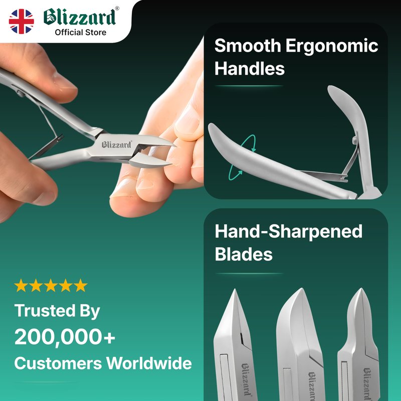 Blizzard Toenail Clippers - Podiatrist Toe Nail Clippers for Thick Nails for Seniors - German Forged Podiatry Tools Professional Nail Clippers for Men with Toenail File - 3-Pcs Nail Clipper Set