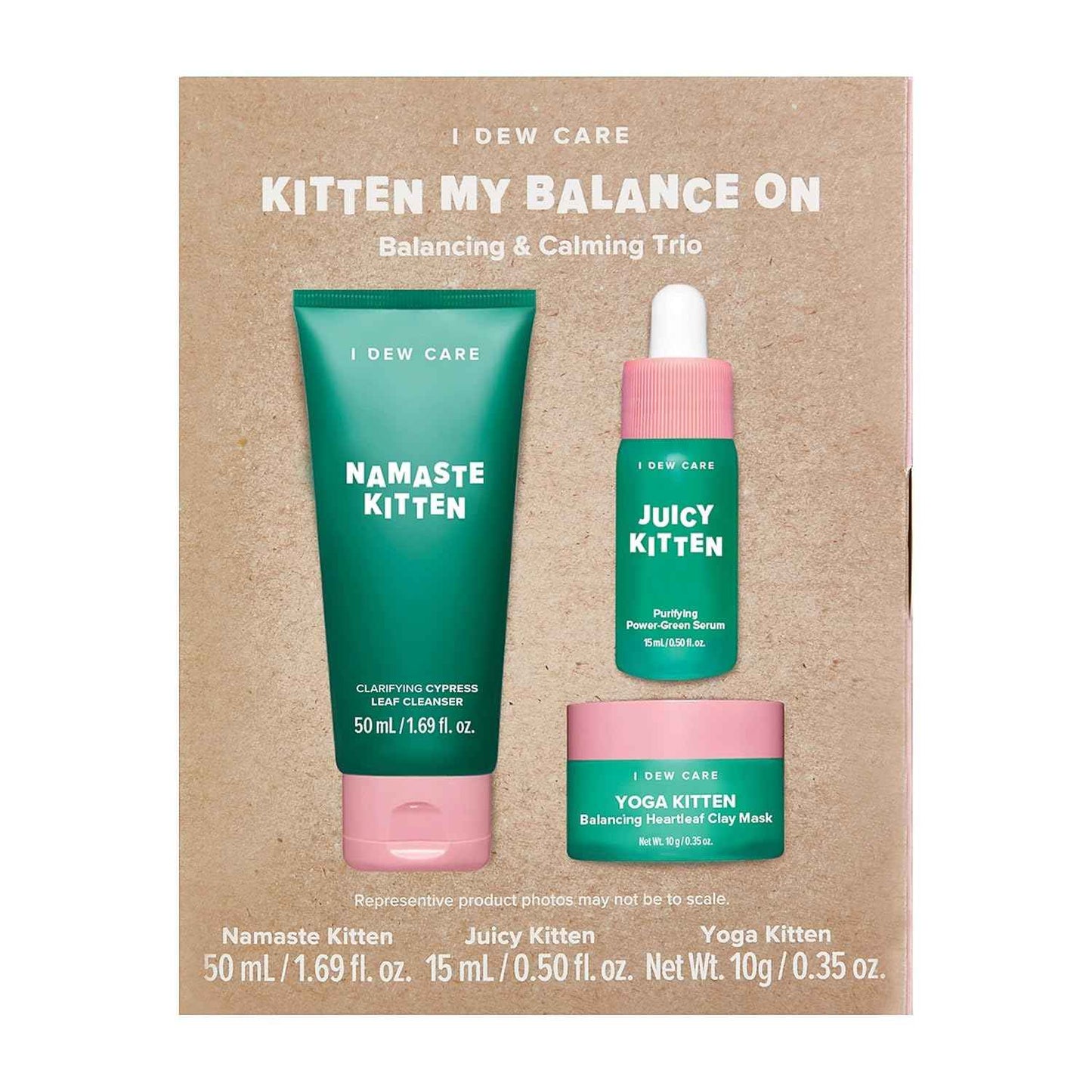 I DEW CARE Blemish Heartleaf Skincare Set - Kitten My Balance On | Foam Cleanser & Wash-off Mask & Serum, Clear & Soothe Irritation, Absorb Excess Oil, Gentle Face Wash, Travel Size, Stocking Stuffers