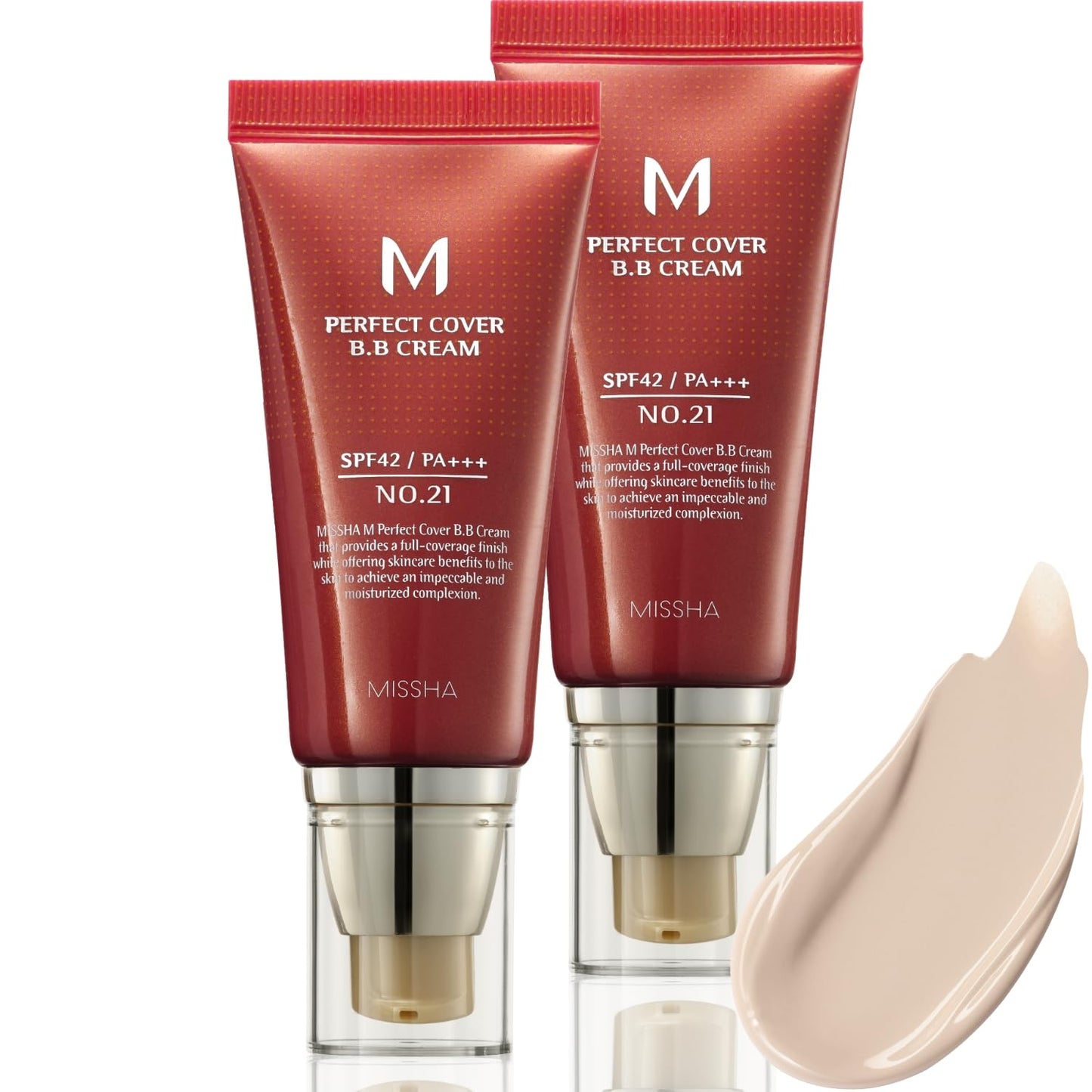 MISSHA M Perfect Cover BB Cream Dual Pack No.23 Natural Beige -Light/Medium with Cool/Neutral Undertone SPF 42 PA +++ 1.69 Fl Oz - Tinted Moisturizer for face with SPF
