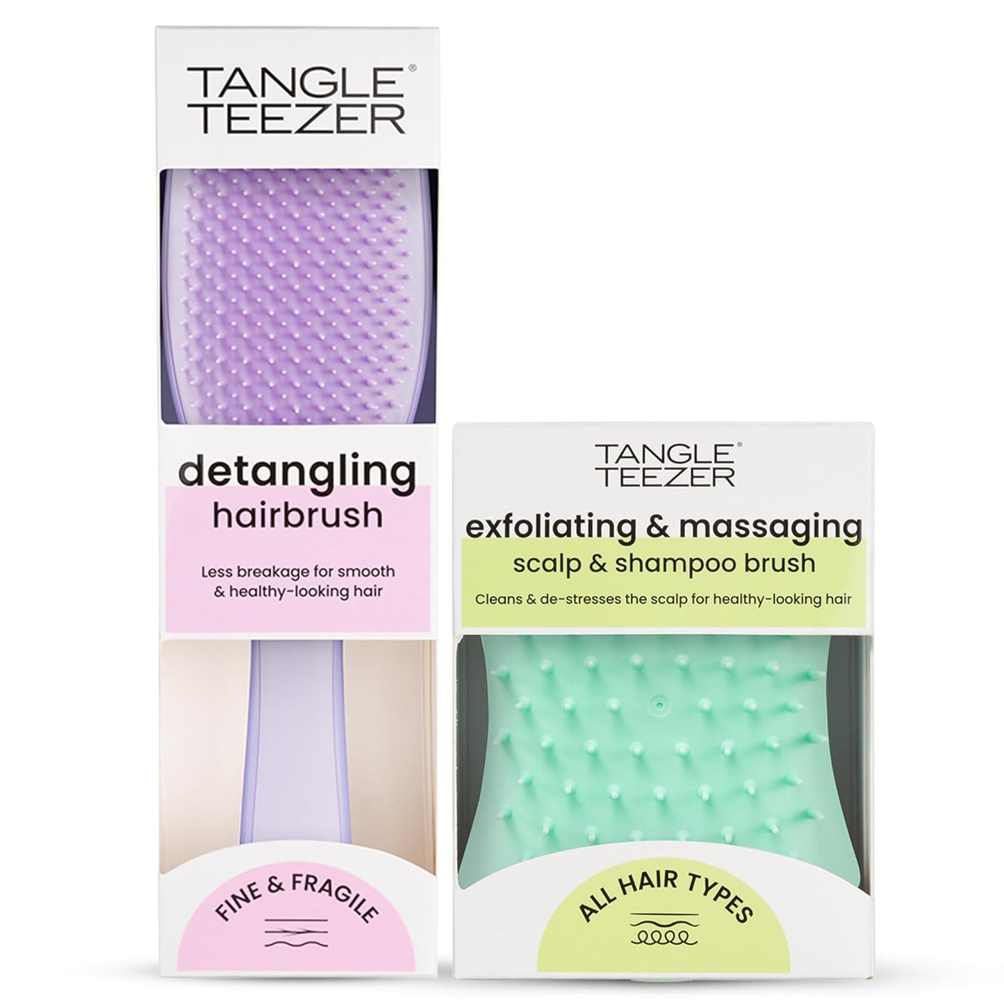 Tangle Teezer Ultimate Detangler Brush - Scalp Massage Bundle for Color-Treated & Fine Hair | Purple & Mint