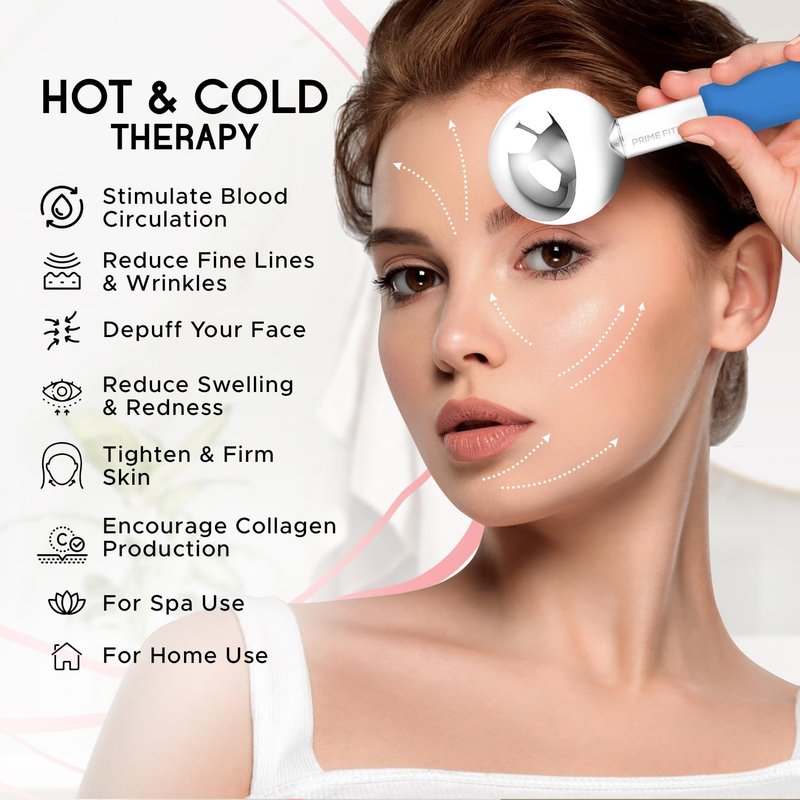 Ice Globes for Facials | Unbreakable Steel Cooling Roller | Cryo Sticks for Face | Massager for Face Neck & Eyes | Skin Care for Dark Circles, Puffiness, Wrinkles, Collagen Production (Blue)