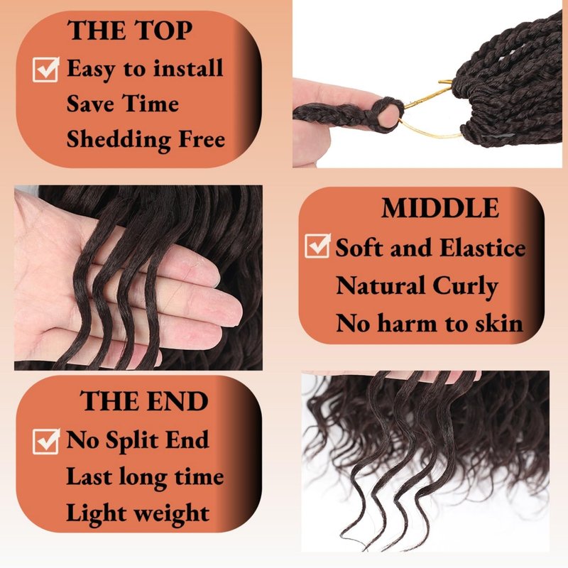 pojui 18 Inch Ocean Wave Crochet Hair 8 Packs - Synthetic Pre-Looped Deep Wavy Curly Braiding Hair for Black Women, Boho Style Hair Extensions (18inch,4#-8 Packs)
