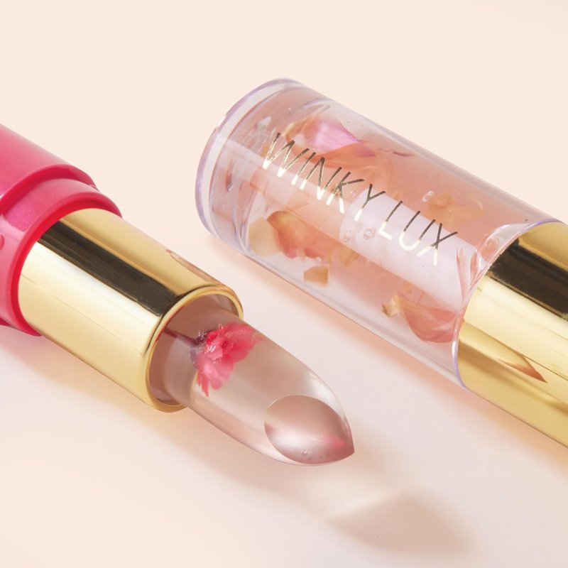 Winky Lux Pink Lip Kit – Ultra Nourishing Flower Petal Lip Balm & Hydrating Lip Oil | Winter Blossom Collection