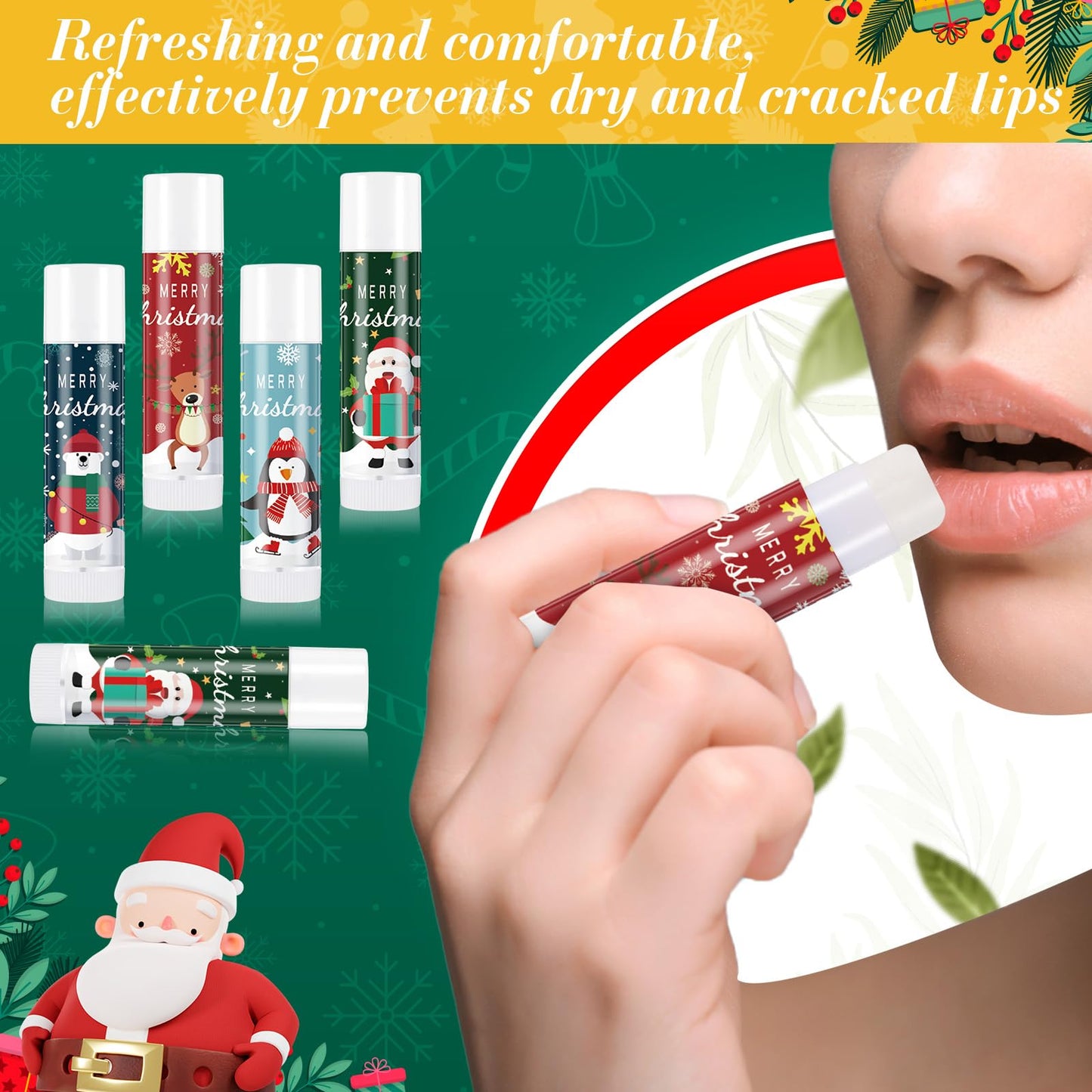 Heigble 24 Set Christmas Hand Cream Gift Set, Including Moisturizing Hand Lotion, Xmas Lip Balm, Gauze Bags, Thank You Cards Natural Fragrant Bulk Christmas Gifts for Coworkers Employees Stuffers