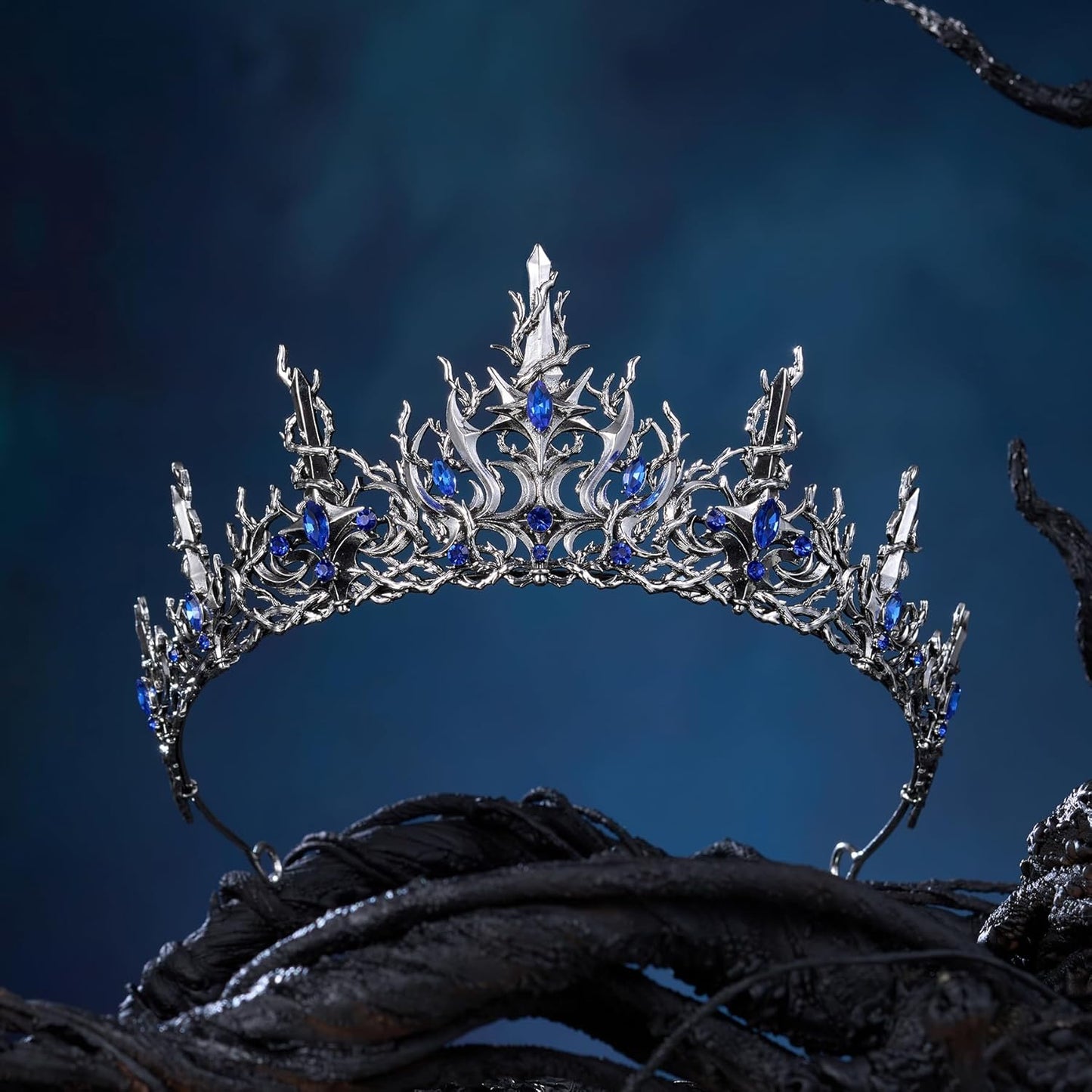 Halloween Crown - Black Gothic Tiara with Vines | Baroque Costume Accessory for Women & Girls