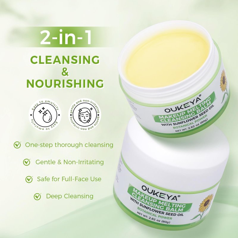 OUKEYA Cleansing Balm,Makeup Remover Balm-Natural Ingredients-Suitable for All Skin Types,Gently Remove Mascara, Eyeliner Makeup | Removes Dirt & Impurities 80g/2.82oz