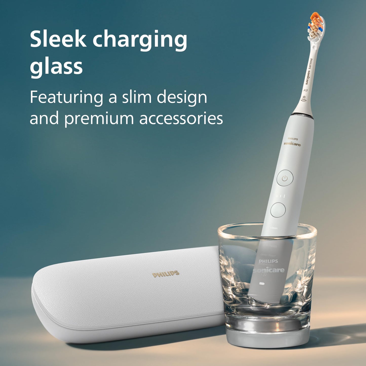 Philips Sonicare DiamondClean Smart 9500 Electric Toothbrush - Sonic Toothbrush with App, Pressure Sensor, 15 Brushing Settings, Replacement Reminder, USB Charging Travel Case, White, Model HX9923/01