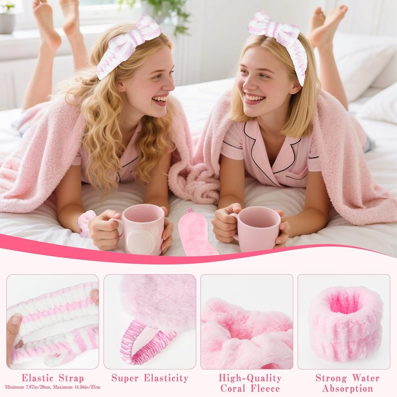 Spa Sleepover Party Supplies for Girls - 64 Pcs Set with Headbands, Eye Masks, Hair Scrunchies & More | Perfect for Slumber Parties