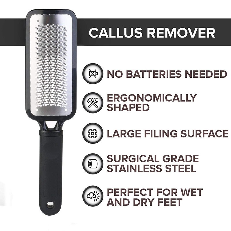 Colossal Foot Rasp Foot File and Callus Remover, Best Foot Care Pedicure Metal Surface Tool to Remove Hard Skin, Can be Used on Both Wet & Dry feet, High Grade Stainless Steel File - Black