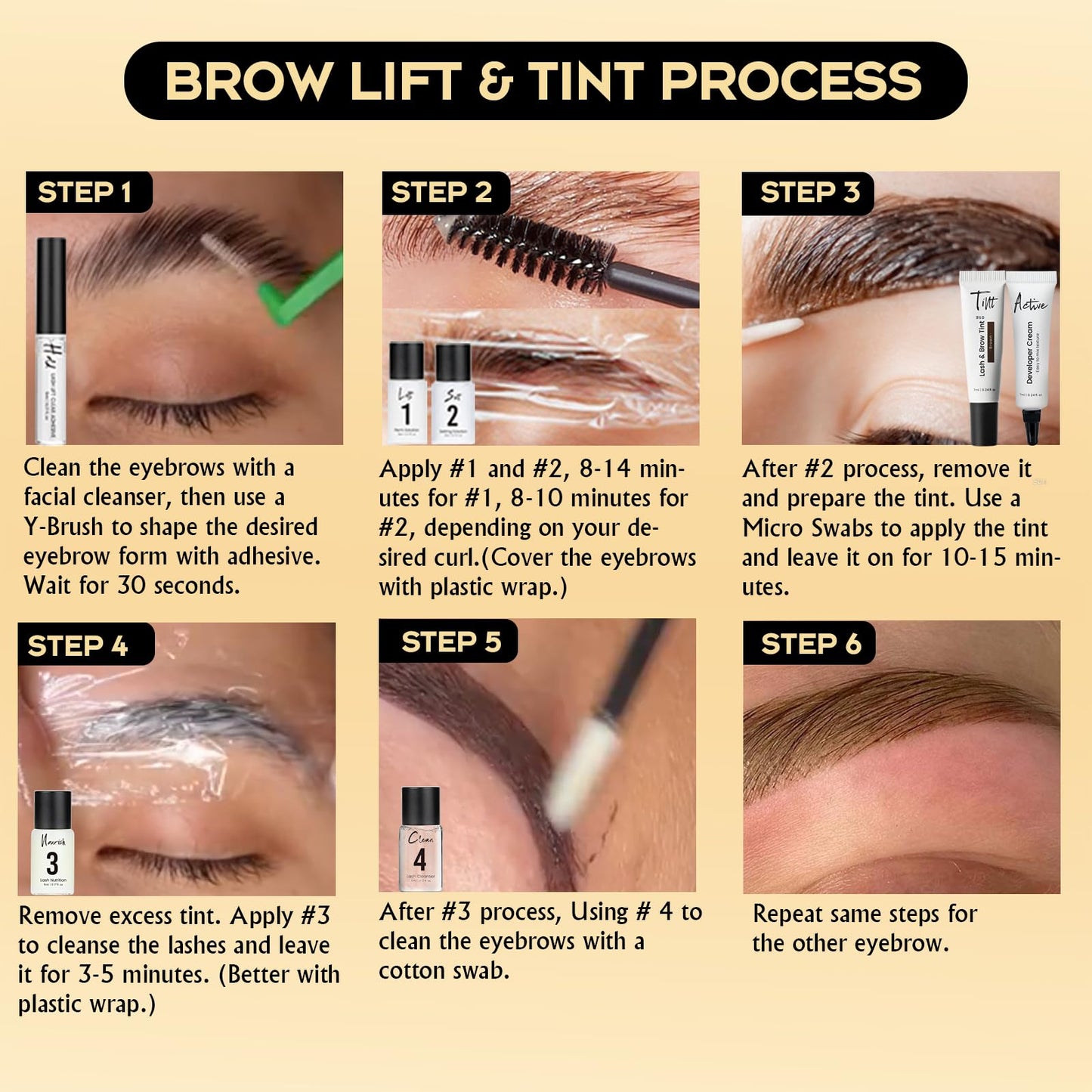 Lash Lift Kit 4 in 1 Brow Lamination Kit, Professional Eyelash Perm Kit for Beginner Salon Quality at Home with Long-Lasting Natural Brown Color