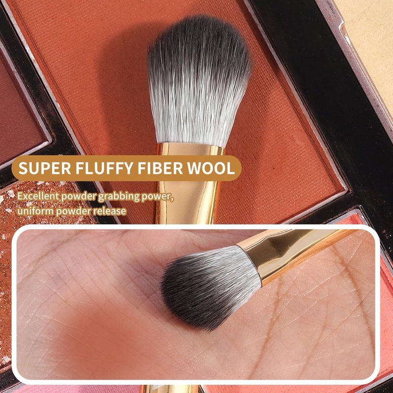 Premium Synthetic Makeup Brush Set - 13 PCS Travel Brushes with Case | Gold & Silver