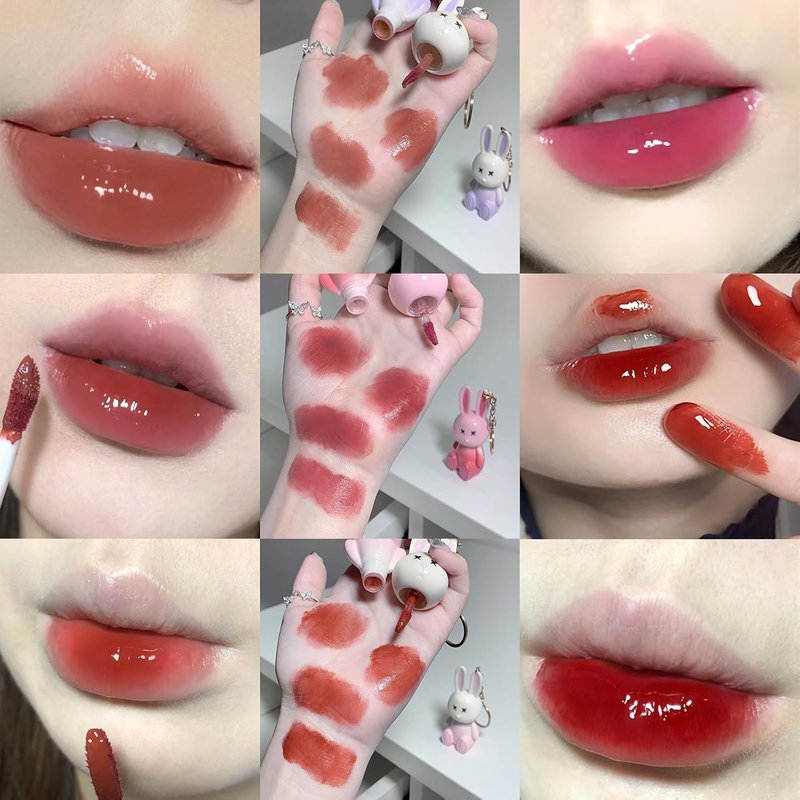 Bunny Rabbit Lip Gloss Set - 6 Moisturizing Liquid Lipsticks | Hydrating Shine & Plumping Finish for Women
