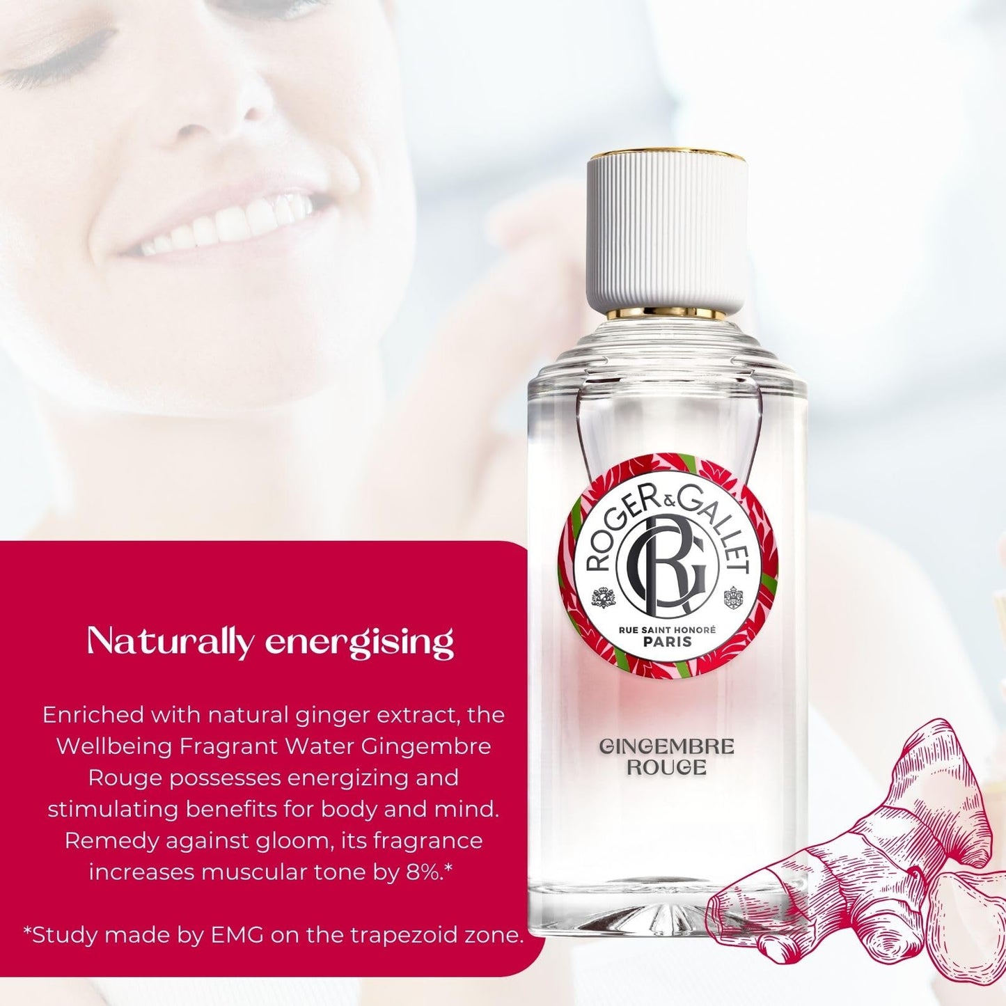 ROGER & GALLET Wellbeing Fragrant Water Spray – Light Eau Fraîche Body Mist with Natural Origin Ingredients, Refreshing Everyday Fragrance for Women | Gingembre Rouge - Red Ginger 1 oz