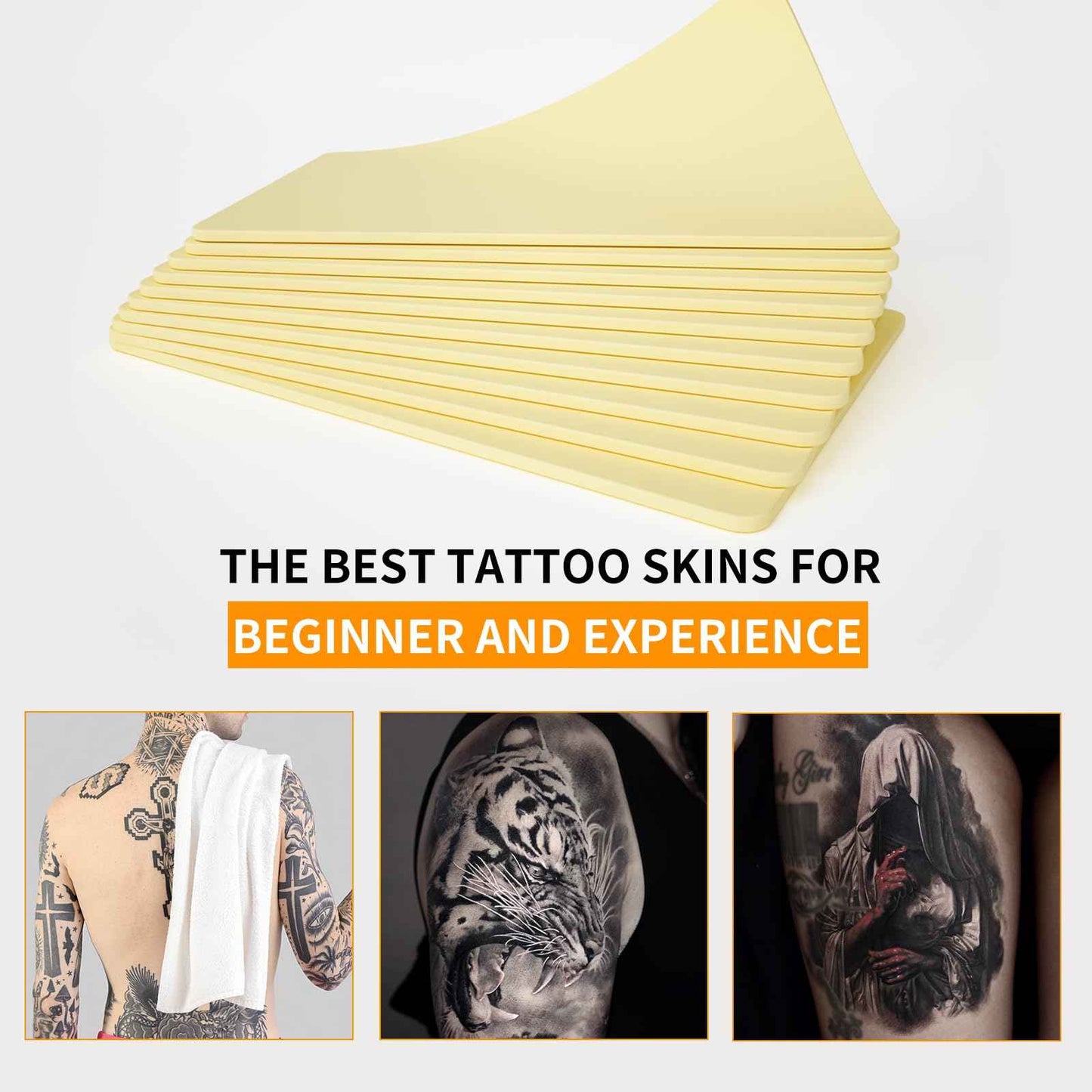 MIHERT 10Pcs 3mm Thick Blank Tattoo Practice Skin 8x6 inch Double Sides Fake Skin Sheets for Tattooing and Microblading Supplies for Beginners and Experienced Artists