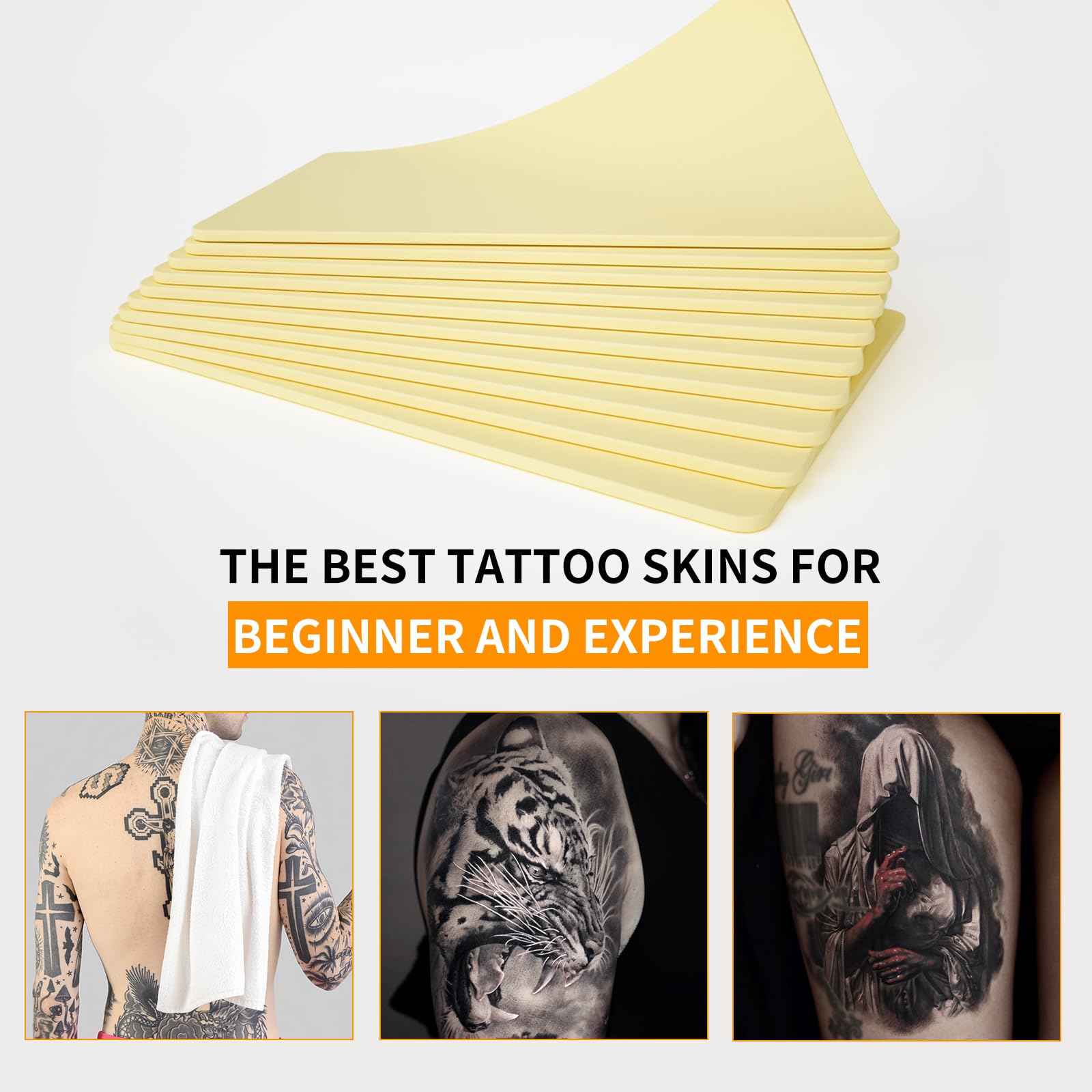 MIHERT 10Pcs 3mm Thick Blank Tattoo Practice Skin 8x6 inch Double Sides Fake Skin Sheets for Tattooing and Microblading Supplies for Beginners and Experienced Artists