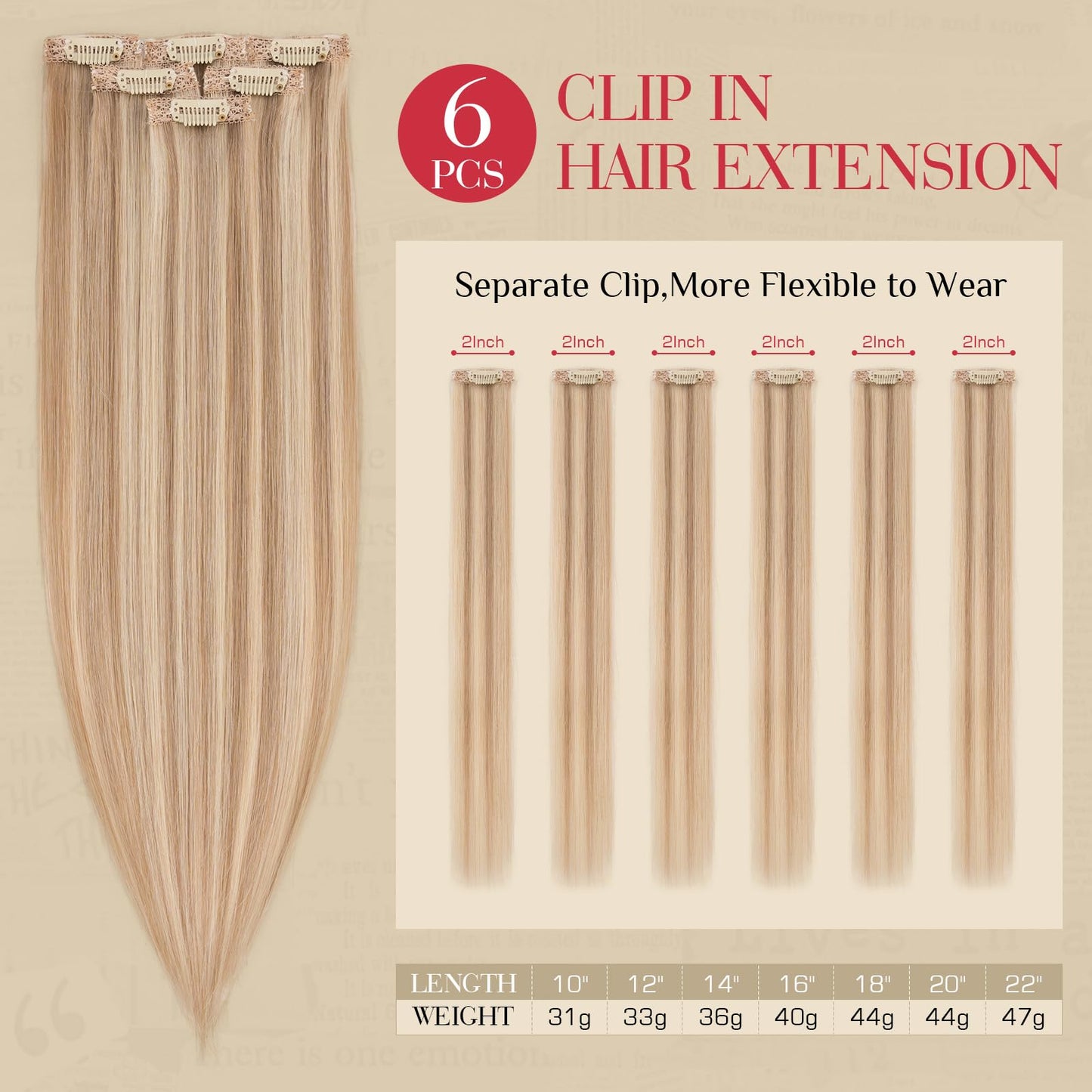 Rich Choices Real Human Hair Clip In Extensions-6 Pcs Single Clip Design-Invisible Clip in Extensions for Thin Short Hair-Hairpieces for Women-10 Inches #12P613 Golden Brown Highlighted Bleach Blonde