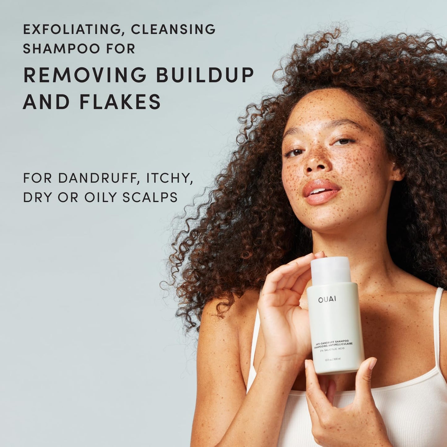 OUAI Anti Dandruff Shampoo - Soothing Salicylic Acid Shampoo for Flaky, Dry and Itchy Scalp - Reduces Itching, Redness and Irritation - Sulfate Free Scalp Care (10 Fl Oz)