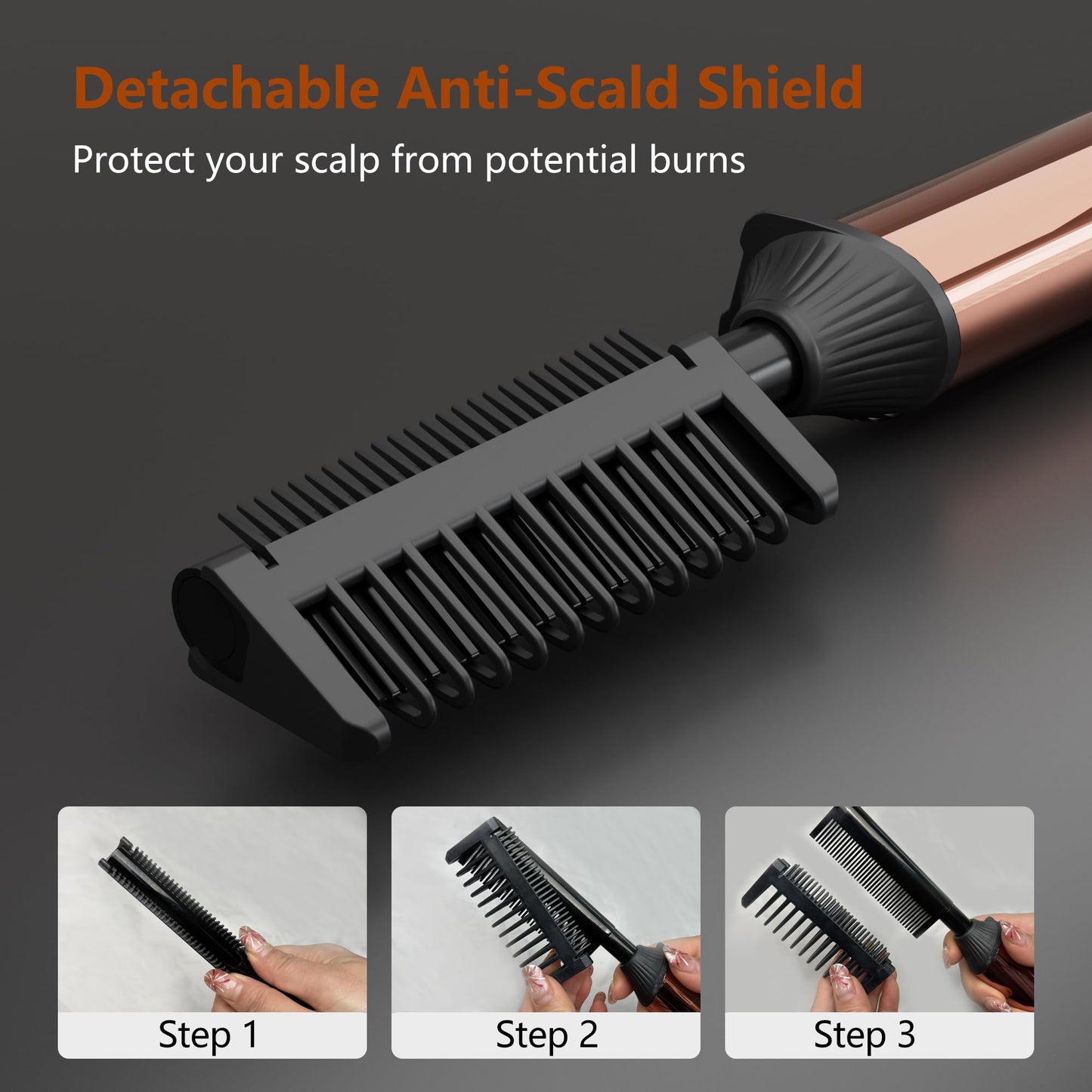 LURA Nano Titanium Hot Comb for Wigs,250-500°F Electric Hot Combs for Black Women Hair,Pressing Combs for Black Hair,Professional Straightening Comb(Rose Gold)