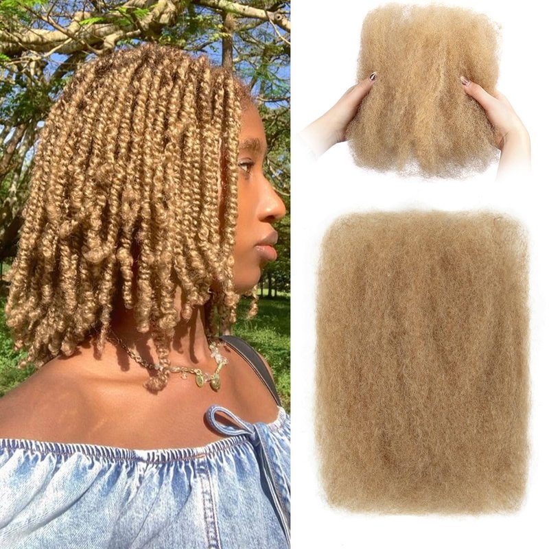 Sangtok Afro Kinky-Curly Human Hair Bulk for Twists, 16 Inch 50g Bulk Hair for Dreadlock Extensions Repair Locs Braiding, 100% 4C Human Bundles Hair(Black)