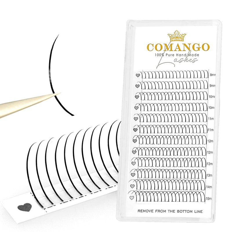 Manga Lashes | Premade Spike Eyelash Extensions for Cosplay - C/D Curl, Thick Wet Look, Black Spike, 0.07-D-Mix 8-15mm