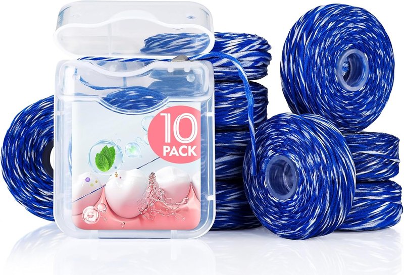 Expanding Woven Dental Floss - Waxed Mint Floss for Gentle Oral Care | 10 Spools (32.8 Yd Each)