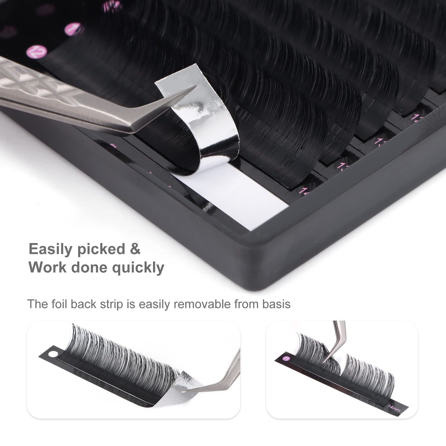 DF Lash Extension Volume Lash Extensions 0.05 CC Curl 11mm Individual Lash Extensions Classic Eyelash Extensions Soft Matte Black Single Lashes Professional Salon Use