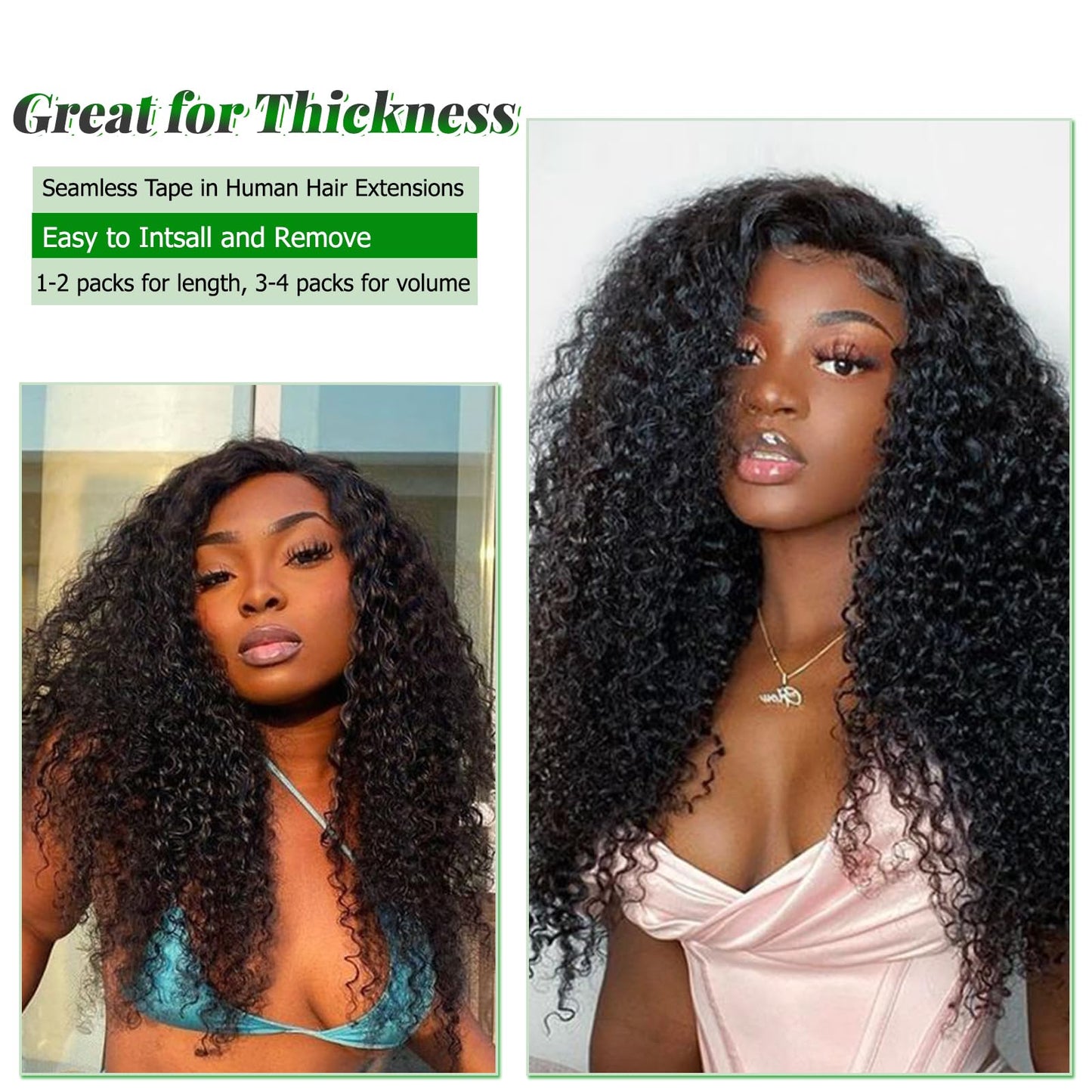 Curly Tape in Human Hair Extensions for Black Women, Kinky Curly Tape in Hair Extensions 50grams 20pcs Full Head Real Human Hair Kinky Tape ins Extensions 20 Inch Natural Black