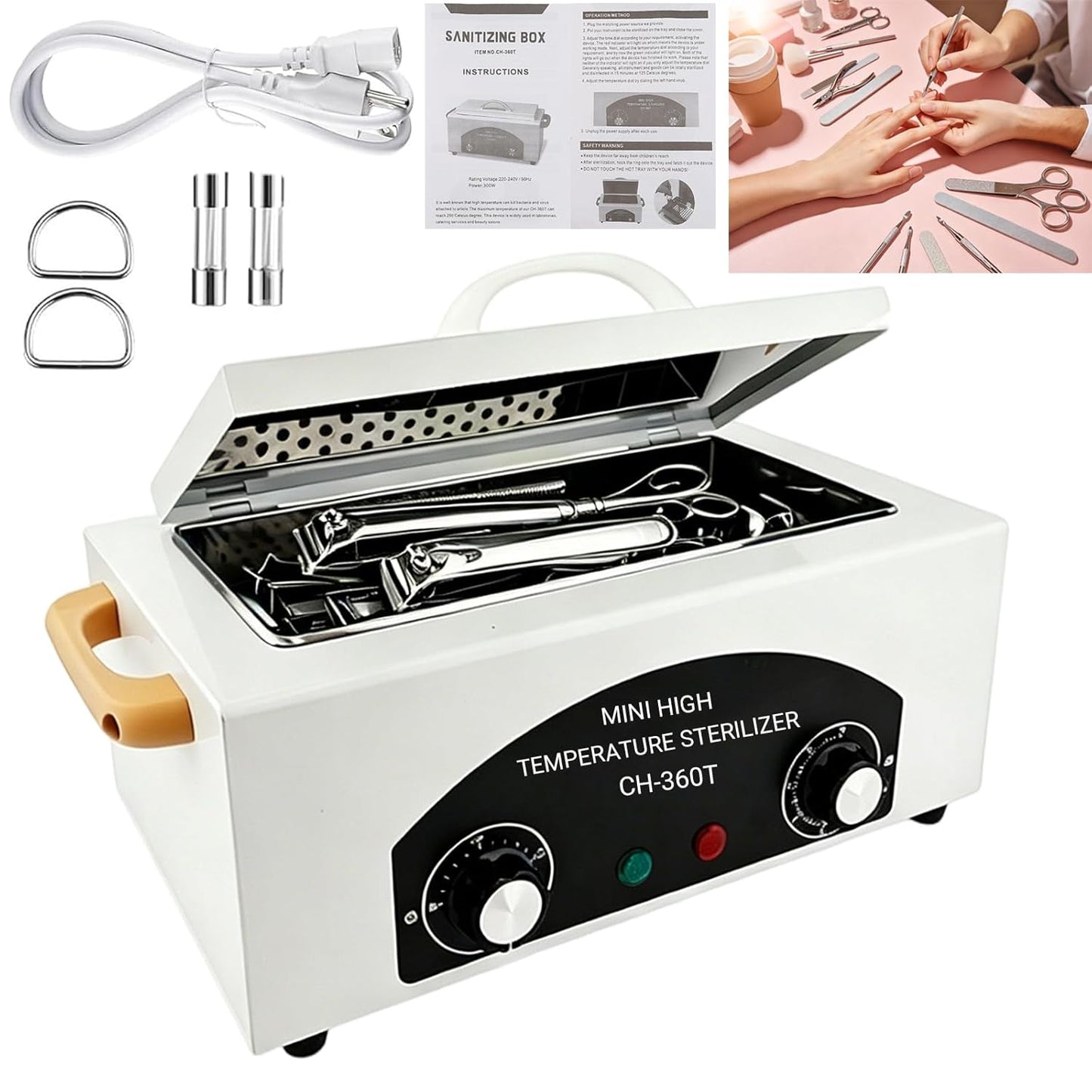High Temperature Autoclave Sterilizer Machine - 1.5L 110V 300W with Timer for Nail & Beauty Tools