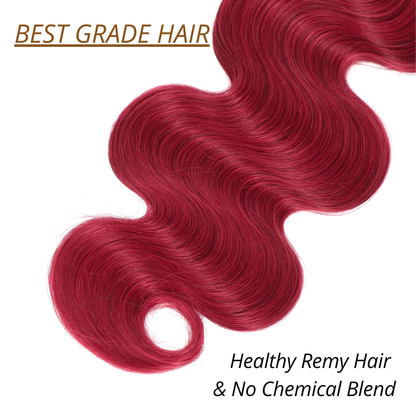 Anmetan Red Burgundy Bundles Human Hair Body Wave, 12A Colored Bundles Human Hair 100% Unprocessed Remy Hair, Soft and Thick Burgundy Cherry Red 99J Single Wavy Sew in Quick Weave Double Weft 14 Inch