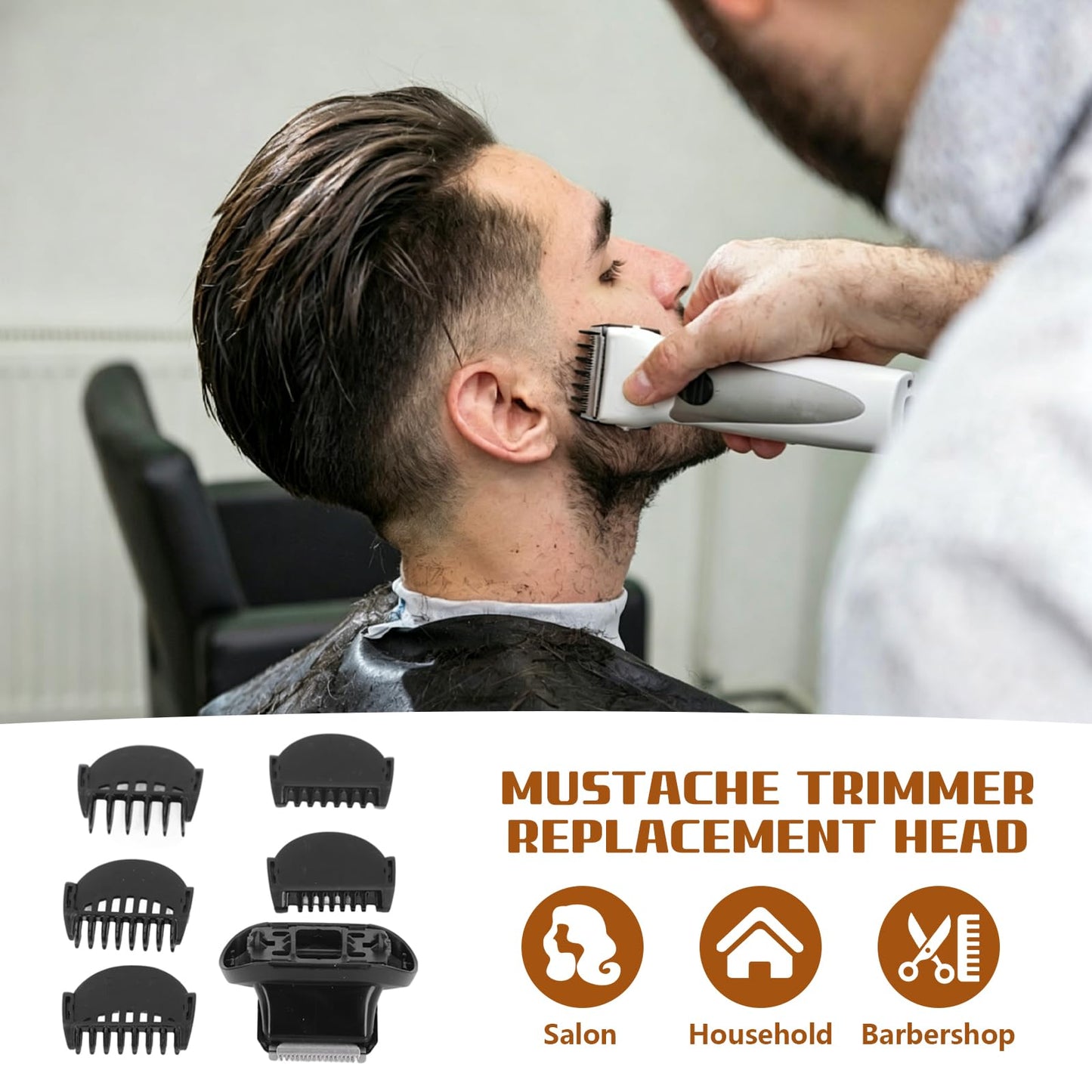 Luatoxry Beard Trimmer Head Replacement, Series 5/6/7 Replacement Beard Trimmer Guards with 5 Guards Combs Compatible with 5018s, 5020s, 5035s, 5049cs, 6020s, 6040cs, 7020s, 7025s