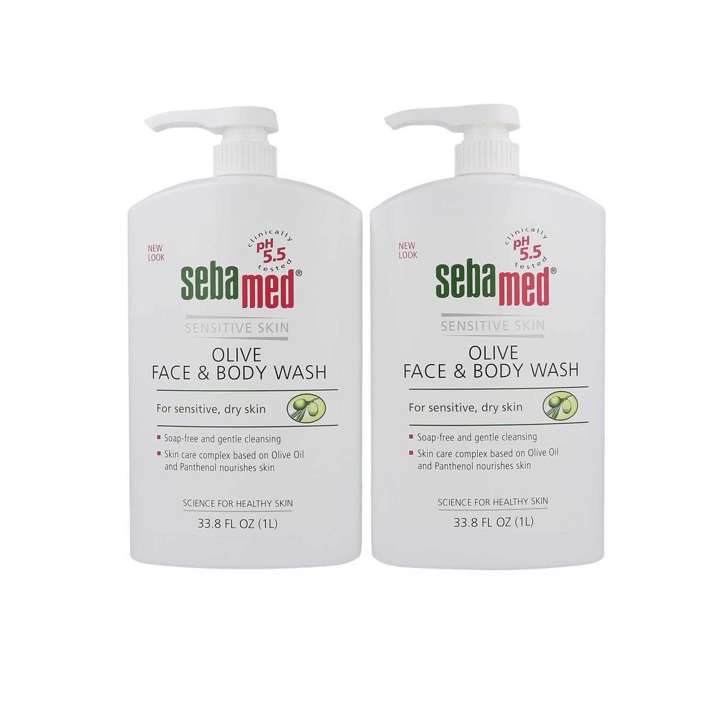 SEBAMED Olive Face & Body Wash Soap-free Ultra Mild Dermatologist Recommended for Sensitive and Delicate Dry Skin 1 Liter 2 Pack