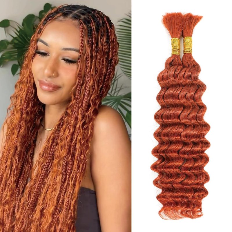 Labamiya Color 350 Boho Hair for Braiding Ginger Orange Braiding Human Hair for Boho Braids Human Ginger 22 Inch Braiding Hair Extensions No Weft 100G Total